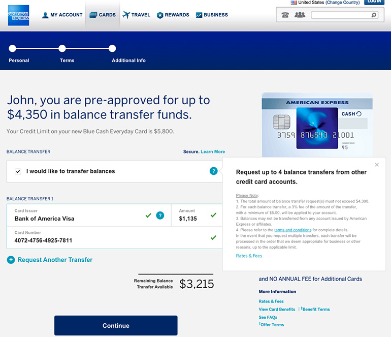 Balance Transfer Update at American Express